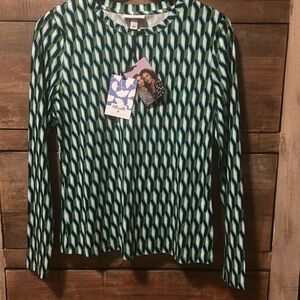 NWT DVF Diane von Furstenberg for Target Geo Green Crewneck Top - Size L
